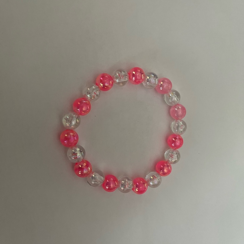 Pink and clear beaded bracelet